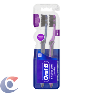 Escova Dental Oral-B 5 Ações Com Carvão Advanced Macia 2 Un
