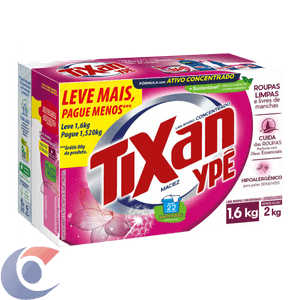 Lava Roupas Pó Tixan Ypê Maciez Leve 1,6kg Pague 1,52kg
