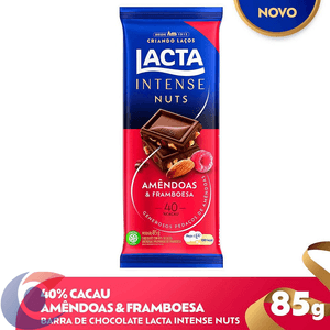 Chocolate Lacta Intense Nuts 40% 85g Amêndoas & Framboesa