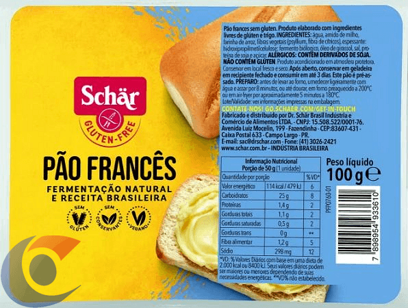 PAO-FRANCES-SCHAR-S-GLUT-LAC-100G