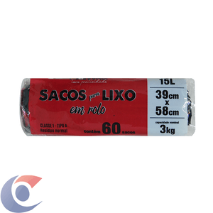 Saco Para Lixo Casa De Mãe Preto 15L 60 Un