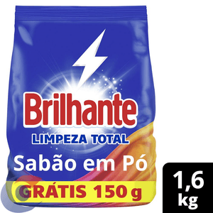 Sabão Em Pó Brilhante Limpeza Total 1,6kg