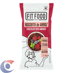 Biscoito De Arroz Integral Chocolate Meio Amargo Zero Açúcar Fit Food 60g