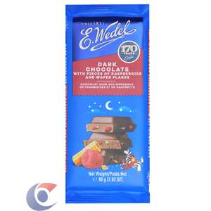 Chocolate Polonês E.Wedel Amargo Pedaços De Framboesa Com Flocos De Wafers 80g