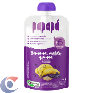 Papinha De Frutas Orgânicas Papapá Banana, Mirtilo E Quinoa 100g