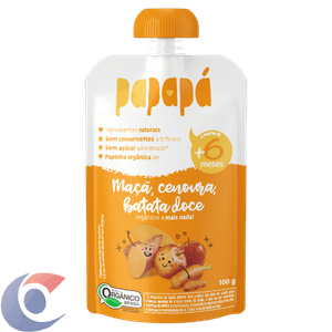 Papinha De Frutas Orgânicas Papapá Maçã, Batata Doce E Cenoura 100g