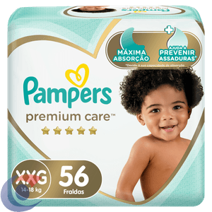 Fralda Descartável Infantil Pampers Premium Care Xxg Pacote 56 Un