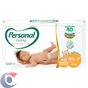 Fralda Descartável Personal Baby Premium Protection Rn Ate P Pacote 40 Un