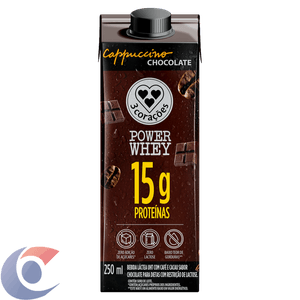 Bebida 3 Corações Cappuccino Power Whey Chocolate 250 Ml
