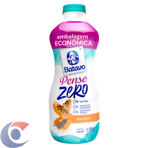 Iogurte Desnatado Mamão Zero Lactose Batavo Pense Zero Garrafa 1,15kg Embalagem Economica