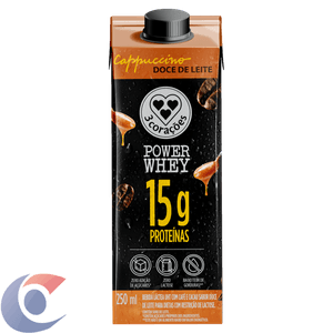 Bebida 3 Corações Cappuccino Power Whey Doce De Leite 250 Ml