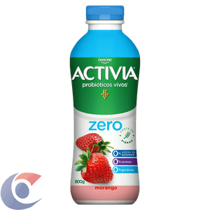 Leite Fermentado Desnatado Morango Zero Lactose Activia Zero Garrafa 800g
