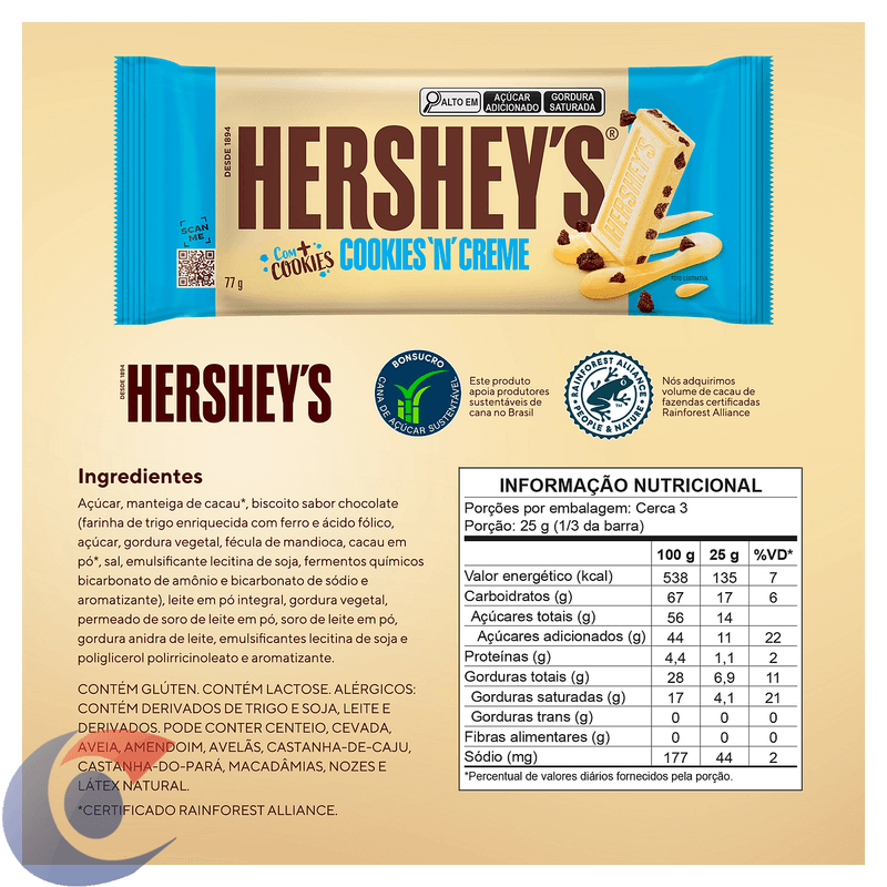 CHOC-TAB-HERSHEYS-77G-COOKIE-CREME-BCO-C-BISCOITO