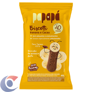 Biscoito Infantil Papapá 60g Biscotti Banana Com Cacau