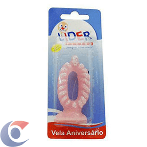 Vela De Aniversário Líder Festa Rosa Numero 1