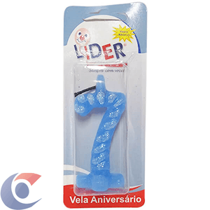 Vela De Aniversário Líder Festa Azul Numero 7