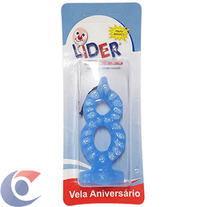 Vela De Aniversário Líder Festa Azul Numero 8