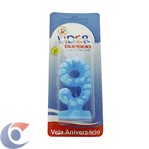 Vela De Aniversário Líder Festa Azul Numero 6