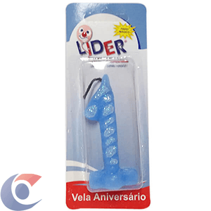 Vela De Aniversário Líder Festa Azul Numero 1