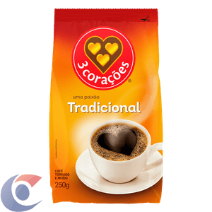 Café 3 Corações Torrado E Moído Tradicional Pacote 250g