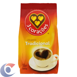 Café 3 Corações Torrado E Moído Tradicional Pacote 500g