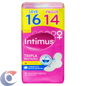 Absorvente Com Abas Intimus Gel Tripla Proteção Suave - Leve 16, Pague 14
