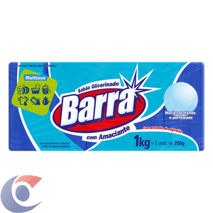 Sabão Em Pedra Glicerinado Barra Com Amaciante Azul 1kg