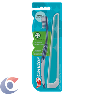 Escova Dental Média Condor Antibac Cabeça M Grátis Estojo Protetor