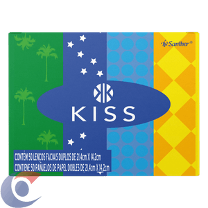 Lenço De Papel Kiss Facial Folha Dupla Caixa Com 50 Lenços