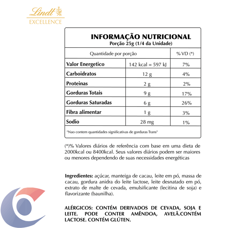 CHOC-SUICO-LINDT-EXCELL-100G-MILK-EXT-CR