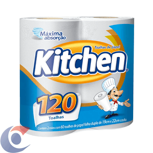 Toalha De Papel Kitchen Branca Com 2 Rolos