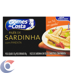 Filé De Sardinha Com Óleo Com Pimenta Gomes Da Costa Caixa 85g