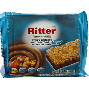 Barra De Cereais Ritter Light Avelã Com Castanha E Cobertura De Chocolate 75g