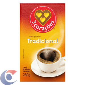 Café 3 Corações Torrado E Moído A Vácuo Tradicional 250g