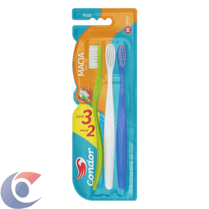 Escova Dental Macia Condor Plus Cabeça M Leve 3 Pague 2 Uni