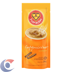 Cappuccino Solúvel Canela 3 Corações Sachê 20g