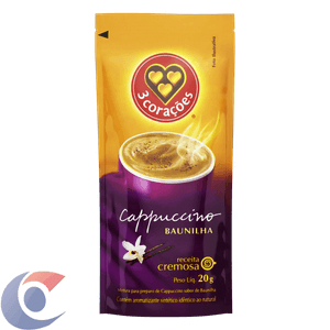 Cappuccino Solúvel Baunilha 3 Corações Sachê 20g