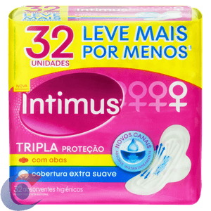 Absorvente Intimus Gel Tripla Proteção Cobertura Suave Com Aba Azul Un