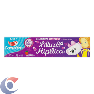 Gel Dental Infantil Com Flúor Morango Lilica Ripilica Condor Kids Caixa 50g