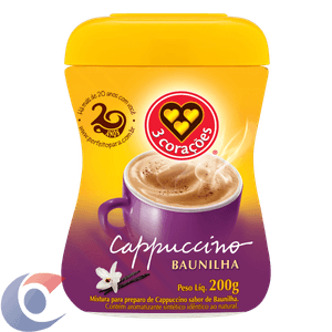 Cappuccino Solúvel Baunilha 3 Corações Pote 200g