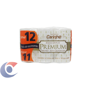 Papel Higiênico Neutro Carinho Premium Folha Dupla 30m - Leve 12, Pague 11
