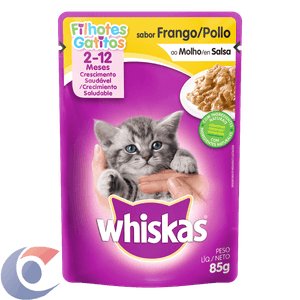 Alimento Para Gatos Filhotes Whiskas Frango Ao Molho Sachê 85g