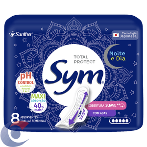 Absorvente Sym Noite & Dia Noturno Suave Com Abas 8 Un