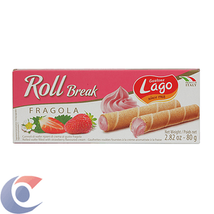 Biscoito Italiano Wafer Gastone Lago Roll Break Creme De Morango 80g