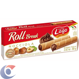 Biscoito Italiano Wafer Gastone Lago Roll Break Creme De Avelã 80g