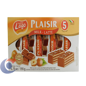 Biscoito Italiano Wafer Gastone Lago Plaisir Creme De Avelã Com Chocolate 190g