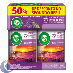 Aromatizador Bom Ar Spray Automático Freshmatic Refil 50% Off Na 2ª Unidade Campos De Lavanda