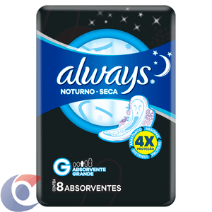 Absorvente Noturno Always Noites Tranquilas Seca Com Abas 8 Un