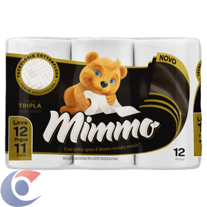 Papel Higiênico Folha Tripla Neutro Mimmo 20m Leve 12 Pague 11