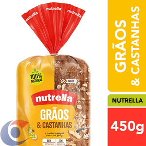 Pão De Forma Nutrella Grãos E Castanhas 450g